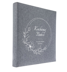Album tradycyjny 60 stron kremowych Linen Grey, personalizacja Dzień Babci