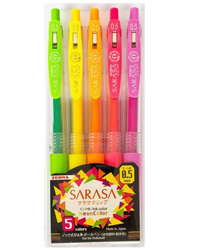 Długopisy Sarasa Clip Neon 5 zestaw