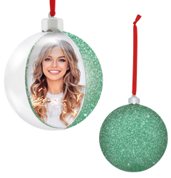 Bombka świąteczna na zdjęcie 10cm zielony brokat