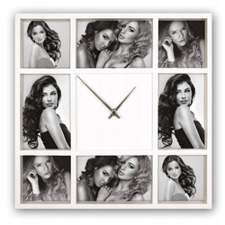 Zegar ramka galeria na 8 zdjęć biały ścienny 10x10,10x15