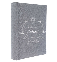 Album kieszeniowy 10x15 300 zdjęć Linen Grey, personalizacja Komunia Św.