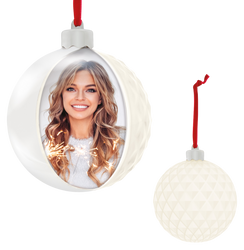 Bombka świąteczna ze zdjęciem 10x10 biała Diamond