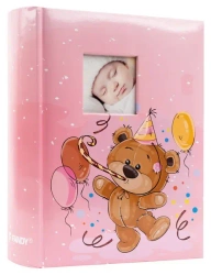 Album kieszeniowy 300 zdjęć 10x15 dziecięcy różowy Miś