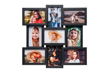 Galeria na 9 zdjęć formatu 13x18 czarna rodzinna duża