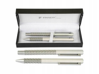 Zestaw Długopis+Roller srebrny do biura, Prestige