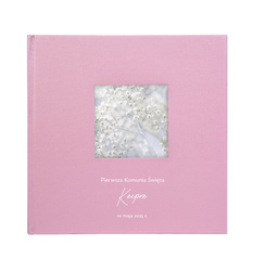 Album Belize na 200 zdjęć 10x15 róż z okienkiem na zdjęcie, personalizacja Komunia Św.