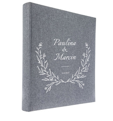 Album tradycyjny 60 stron kremowych Linen Grey, personalizacja Ślub