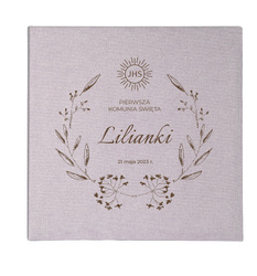 Album kieszeniowy na 500 zdjęć 10x15 Mustang Grey, personalizacja Komunia Św.