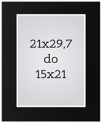 Passe-partout 21x29,7 do 15x21 w kolorze czarnym