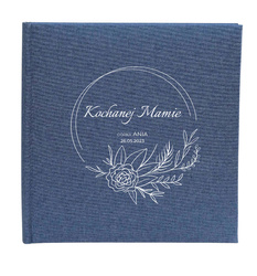 Album klasyczny Linen Blue 40 czarnych stron, personalizacja Dzień Mamy
