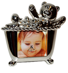 Ramka srebrna zdjęcie 5x5 Baby, pierwsza kąpiel