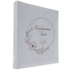 Album tradycyjny 100 stron ecru Linen Ash szary, personalizacja Dzień Taty