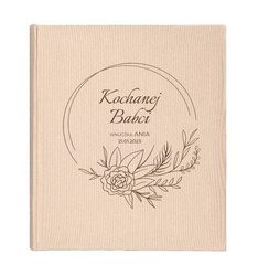 Album tradycyjny 100 stron białych Mustang Beige, personalizacja Dzień Babci