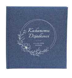 Album klasyczny Linen Blue 40 czarnych stron, personalizacja Dzień Dziadka