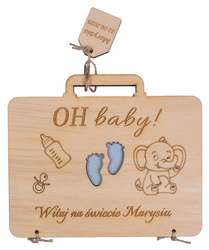 Drewniana walizka na pieniądze na prezent Baby Shower