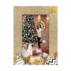 Ramka na zdjęcie 10x15 Christmas Boże Narodzenie złoty brokat