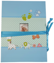 Album jamnik 10 zdjęć 13x18 niebieski dziecięcy z okienkiem