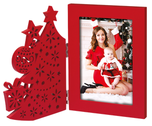 Ramka świąteczna na zdjęcie 10x15 czerwona choinka rozkładana