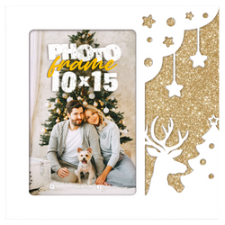 Ramka świąteczna na zdjęcie 10x15 biało-złota