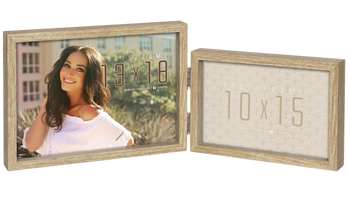 Ramka na dwa zdjęcia 10x15 i 13x18 pozioma brązowa