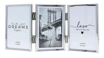 Ramka metalowa srebrna 3 zdjęcia 10x15 błyszcząca