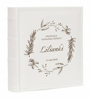 Album na 200 zdjęć 10x15 biały eko skóra, personalizacja Komunia Św.
