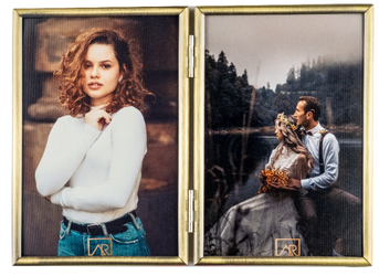 Ramka na dwa zdjęcia 15x20 rozkładana stare złoto