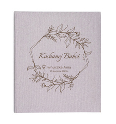 Album tradycyjny na zdjęcia wklejane Mustang Grey 100 stron, personalizacja Dzień Babci