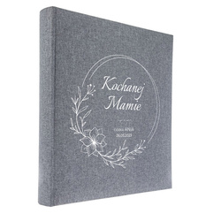 Album tradycyjny 100 stron czarnych Linen Grey, personalizacja Dzień Mamy