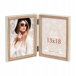 Ramka drewniana na 2 zdjęcia 10x15 White Natural