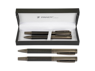 Zestaw Długopis+Roller czarny do biura, Prestige