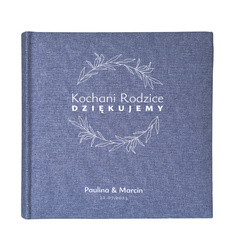 Kieszeniowy album 200 zdjęć 10x15 Mustang niebieski kwadrat, personalizacja Podziękowania