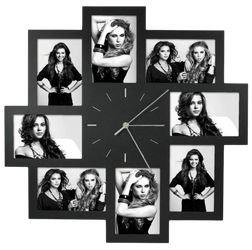 Galeria z zegarem na 8 zdjęć 10x15 czarna