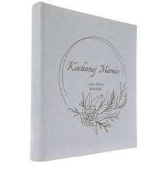 Album tradycyjny 60 czarnych stron Linen Ash szary, personalizacja Dzień Mamy