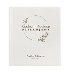 Album 24x24 biała ekoskóra 40 stron ZEP, personalizacja Podziękowania