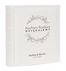 Album na 200 zdjęć 10x15 biały eko skóra, personalizacja Podziękowania