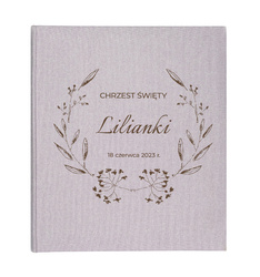 Album tradycyjny na zdjęcia wklejane Mustang Grey 100 stron, personalizacja Chrzest Św.
