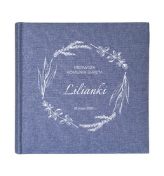 Kieszeniowy album 200 zdjęć 10x15 Mustang niebieski kwadrat, personalizacja Komunia Św.