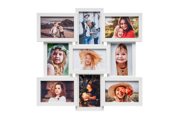 Galeria na 9 zdjęć formatu 10x15, biała, rodzinna, MDF