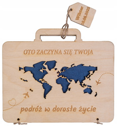 Drewniana koperta walizka na pieniądze na prezent 18-stka