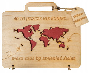 Drewniana walizka na pieniądze na prezent Urodziny